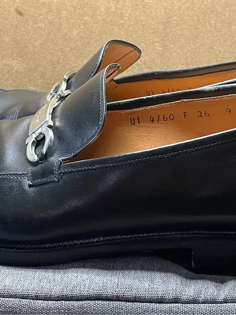 Salvatore Ferragamo Black Leather Gancini Bit Slip-On Loafers